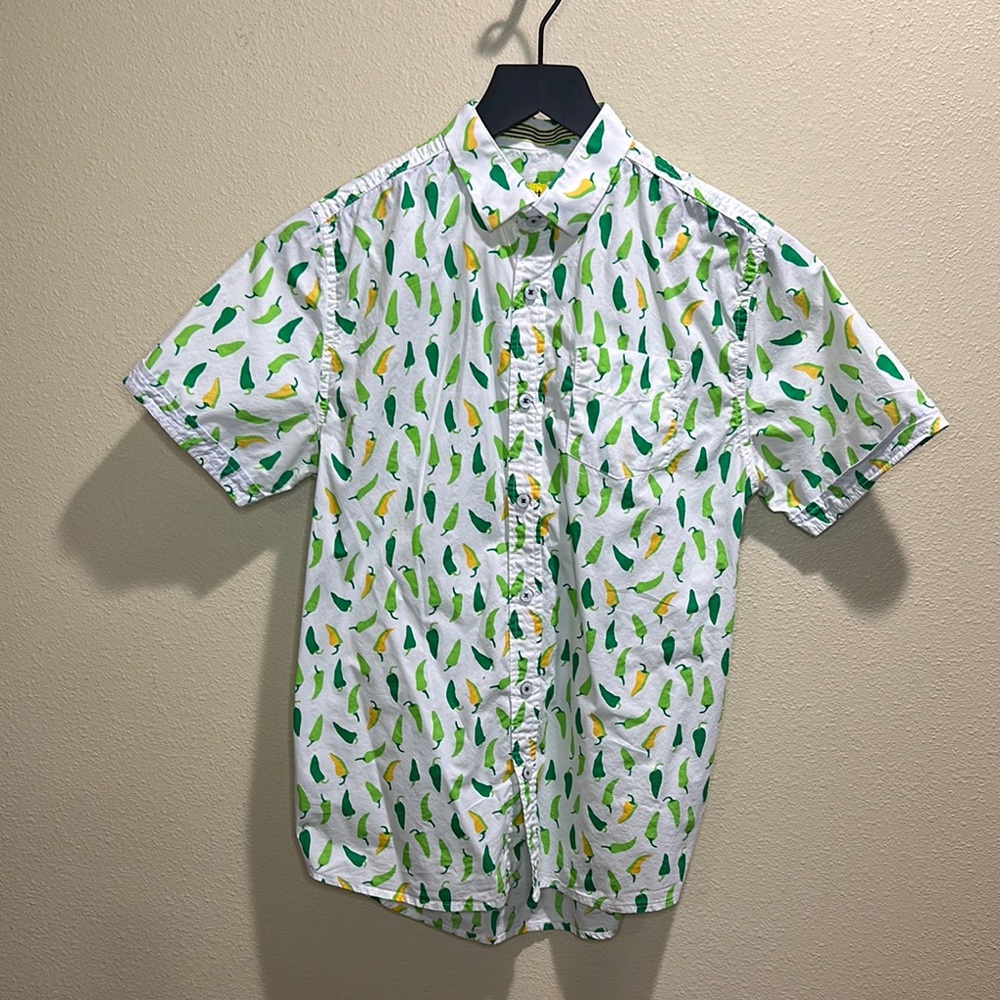 Casual Green and Yellow Button Down Shirt